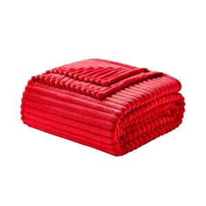 Nestl Cut Plush Cherry Red Lightweight Super Soft Luxury Bed Throw 50" X 60" NIP